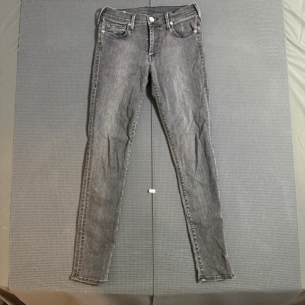 True Religion Halle Mid Rise Super Skinny Jeans Gray Faded Denim Size 28